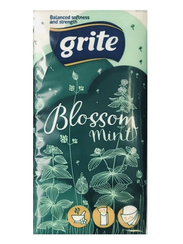 Бумажные ароматизированные носовые платки GRITE, трехслойные 1 шт.