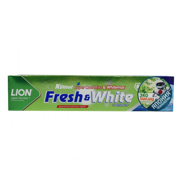 Lion Thailand Fresh &amp; White зубная паста отбеливающая супер прохладная мята, 160 г
