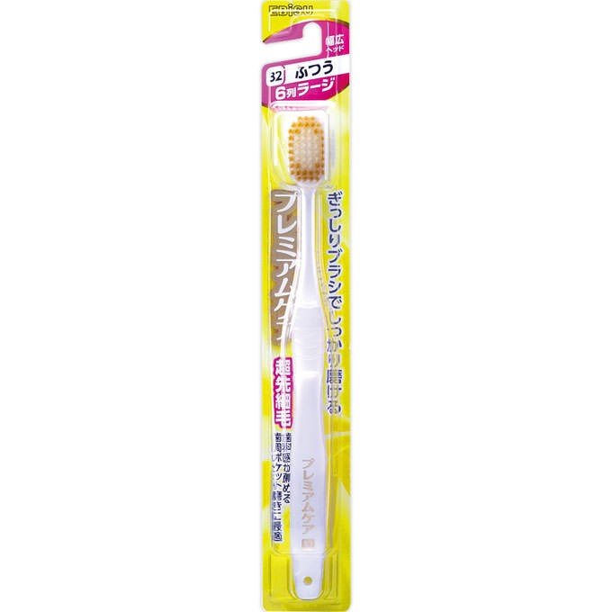 Зубная щетка EBISU широкая 6-ти рядная с увеличенной головкой овальной формы со сверхтонкими концами щетинок № 32 (средней жесткости), 1 шт