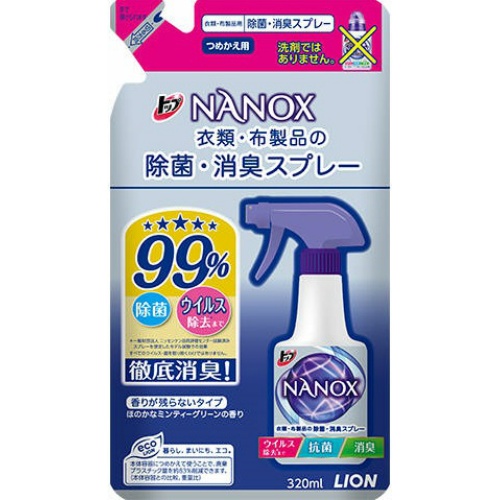 Спрей LION с антибактериальным и дезодорирующим эффектом  для одежды и текстиля Super NANOX (запаска) 320 мл