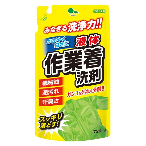 Гель Mitsuei для стирки рабочей одежды (с мощными ферментами, дезодорирующий) запасной блок, 720 мл