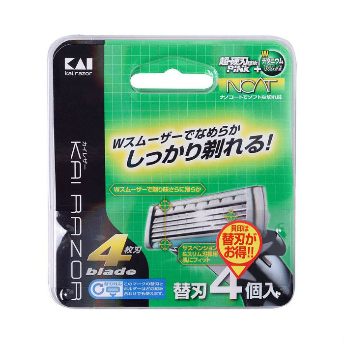 Сменные головки KAI  к мужскому бритвенному станку с плавающей головкой, четырьмя лезвиями, 4 шт