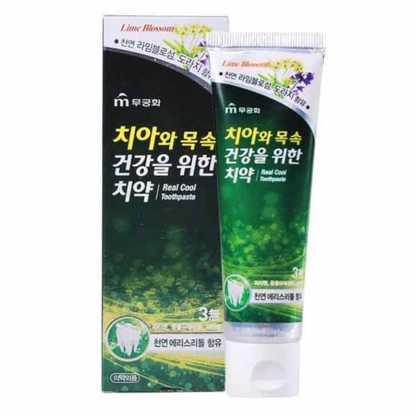 Гелиевая зубная паста Mukunghwa Real Cool - Охлаждающая  с экстрактом липового цвета, 110 гр