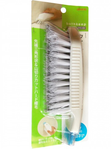 Щетиной для чистки ванн, раковин, унитазов AISEN KOGYO с разноуровневой щетиной с дополнительной щёткой в ручке, 1 шт