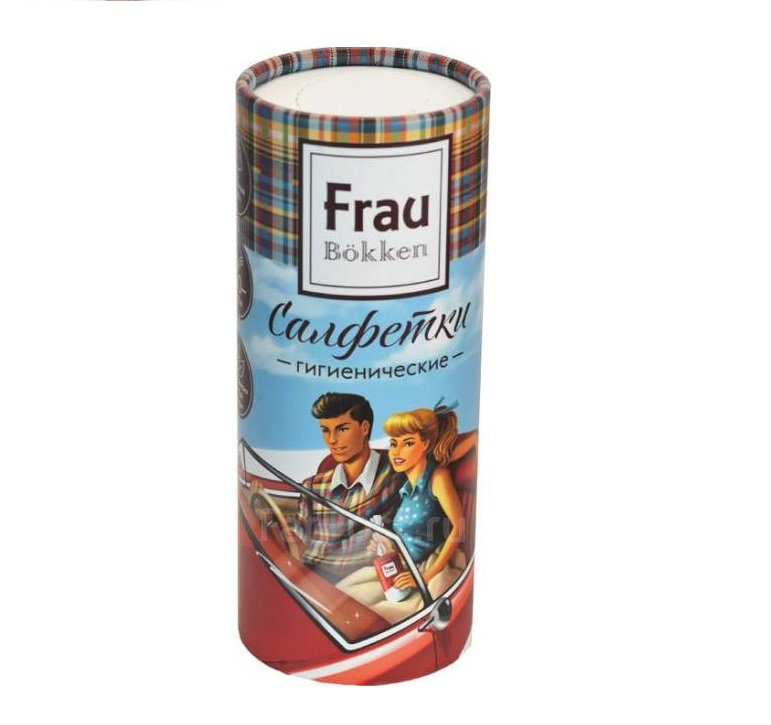 Frau Bokken Двуслойные гигиенические бумажные салфетки 50 листов (туба Пара в машине)
