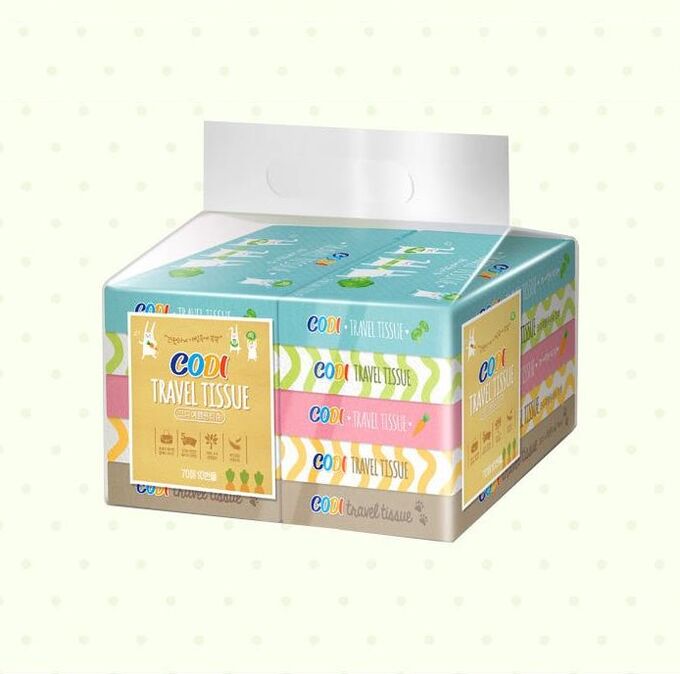 Компактные бумажные салфетки Ssangyong Codi Travel Tissue (двухслойные) 10 упаковок по 70 листов / 210 х 153 мм