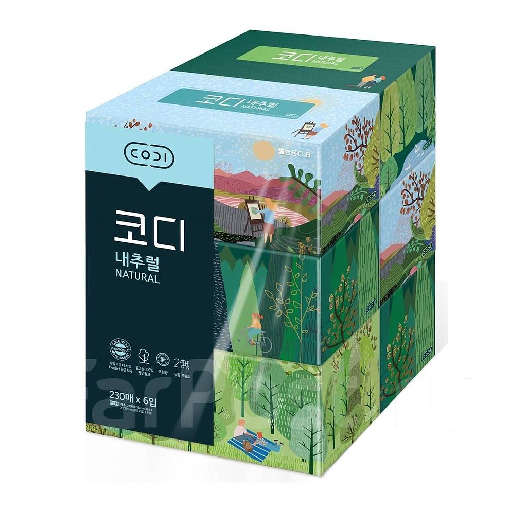 Двухслойные бумажные салфетки Ssangyoung C&amp;B Природа 230 шт. х 6 уп