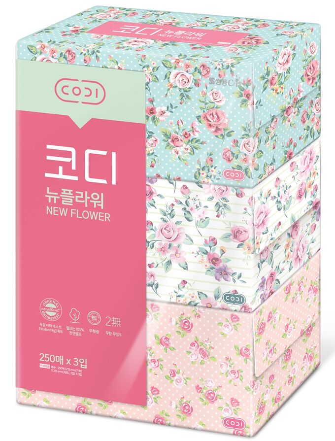 Двухслойные мягкие бумажные салфетки Ssangyong C&amp;B Розы 250 шт. х 3 уп