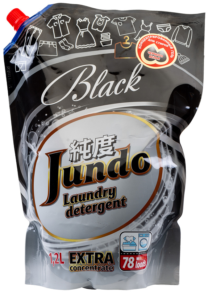 Концентрированный гель для стирки Jundo «Black» Черного белья (78 стирок),Запасной блок, 1200 мл