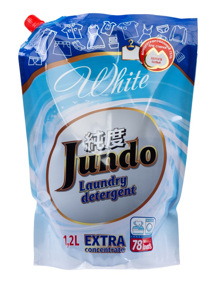 Концентрированный гель для стирки Jundo «White»  белого белья (78 стирок), запасной блок, 1200 мл