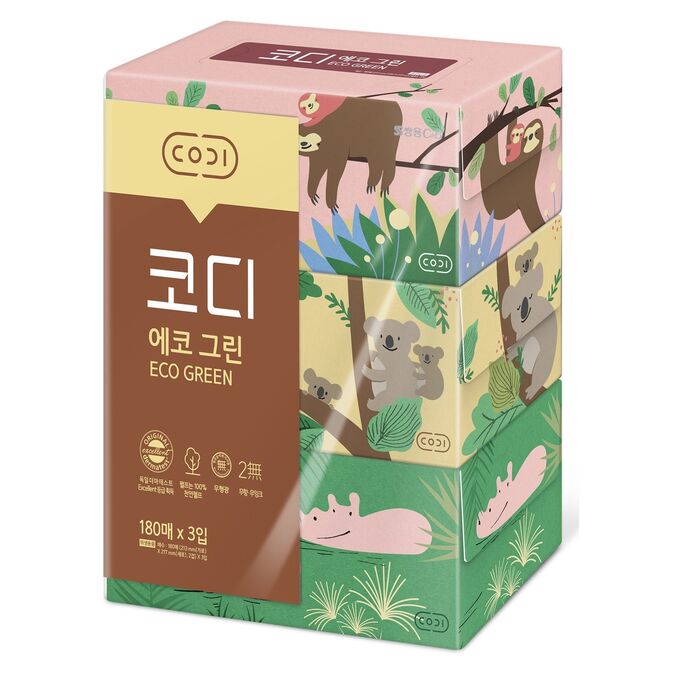 Двухслойные бумажные салфетки SY «Животные», 180 шт. х 3 уп.