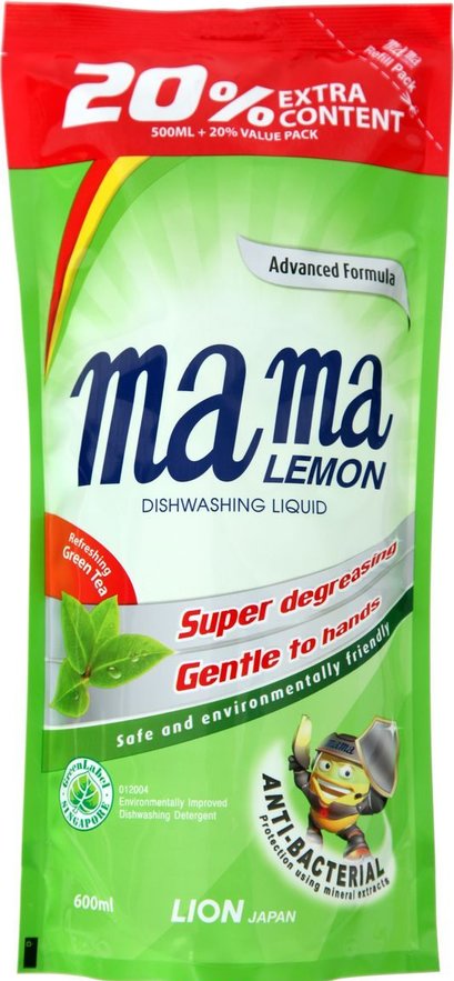Гель для мытья посуды и детских принадлежностей Mama Lemon, концентрат (аромат зеленого чая), СУ, 600 мл.