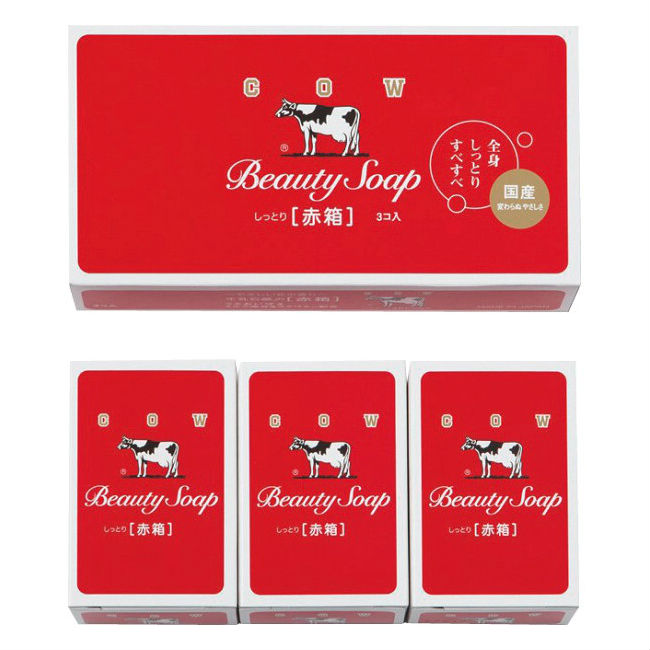Молочное увлажняющее мыло COW с пудровым ароматом роз «Beauty Soap» красная упаковка, 6 шт.*100 гр
