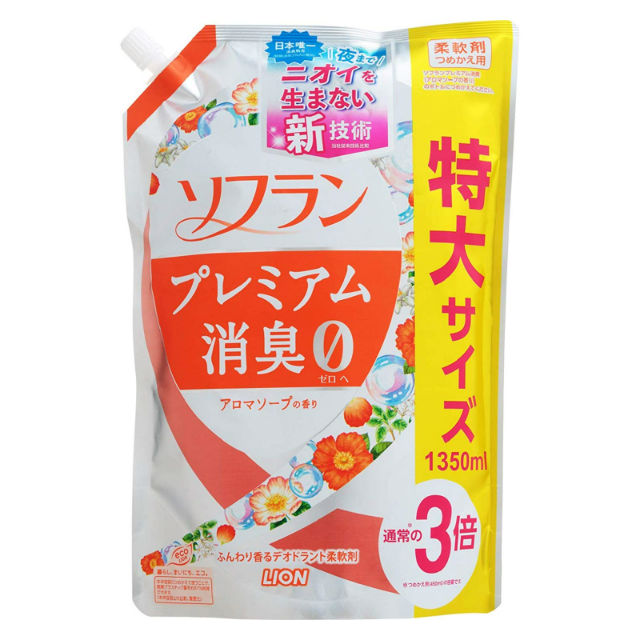 Кондиционер для белья LION SOFLAN (натуральный аромат цветочного мыла) запасной блок 1350 мл