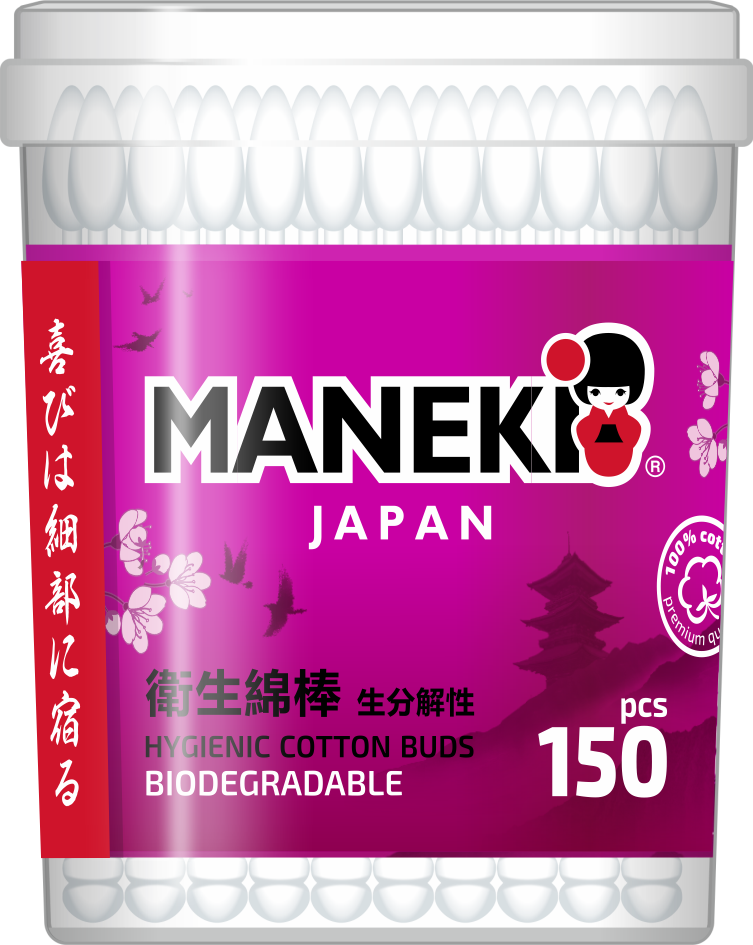 Палочки ватные косметические Maneki SAKURA 150 шт