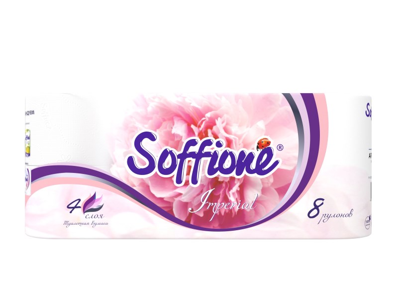 Туалетная бумага серии Soffione Imperial, белая 8 шт.  4 слоя