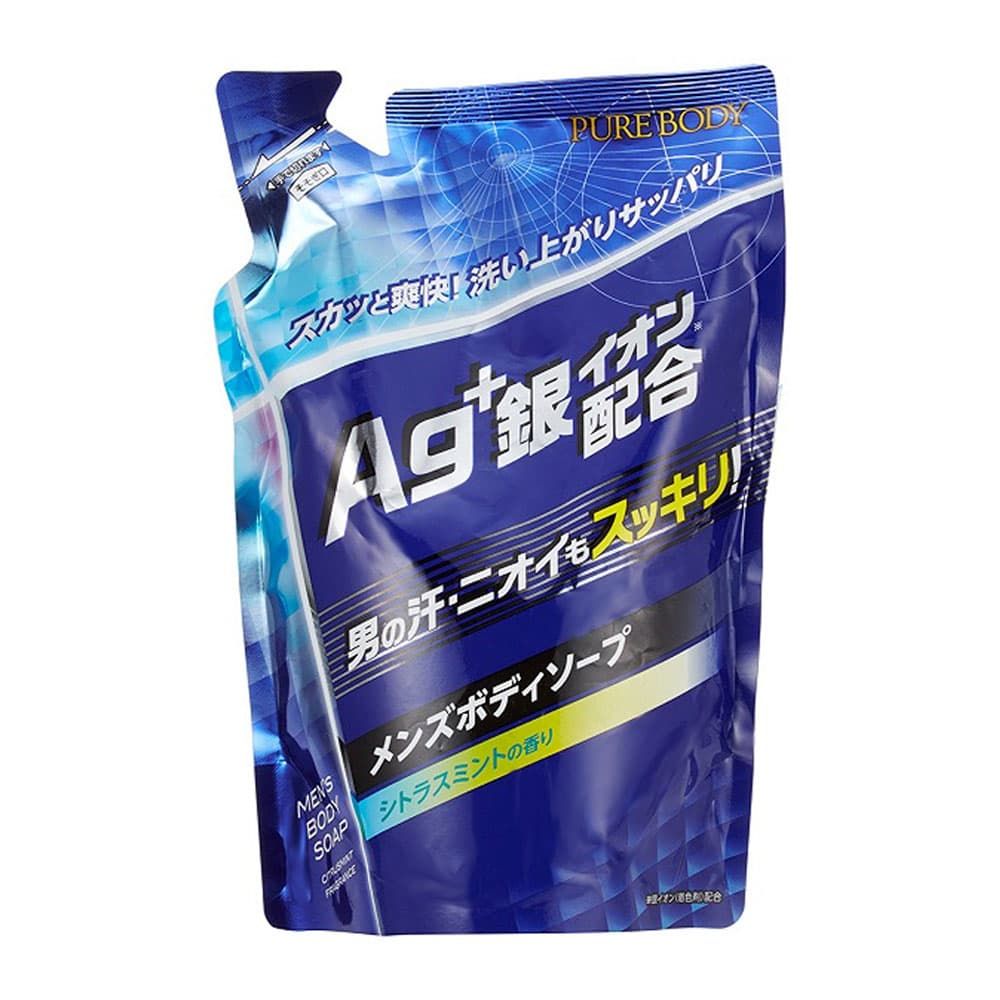 Крем-мыло для мужчин MITSUEI с частицами серебра с (ароматом цитруса и мяты) запаска, 400 мл.