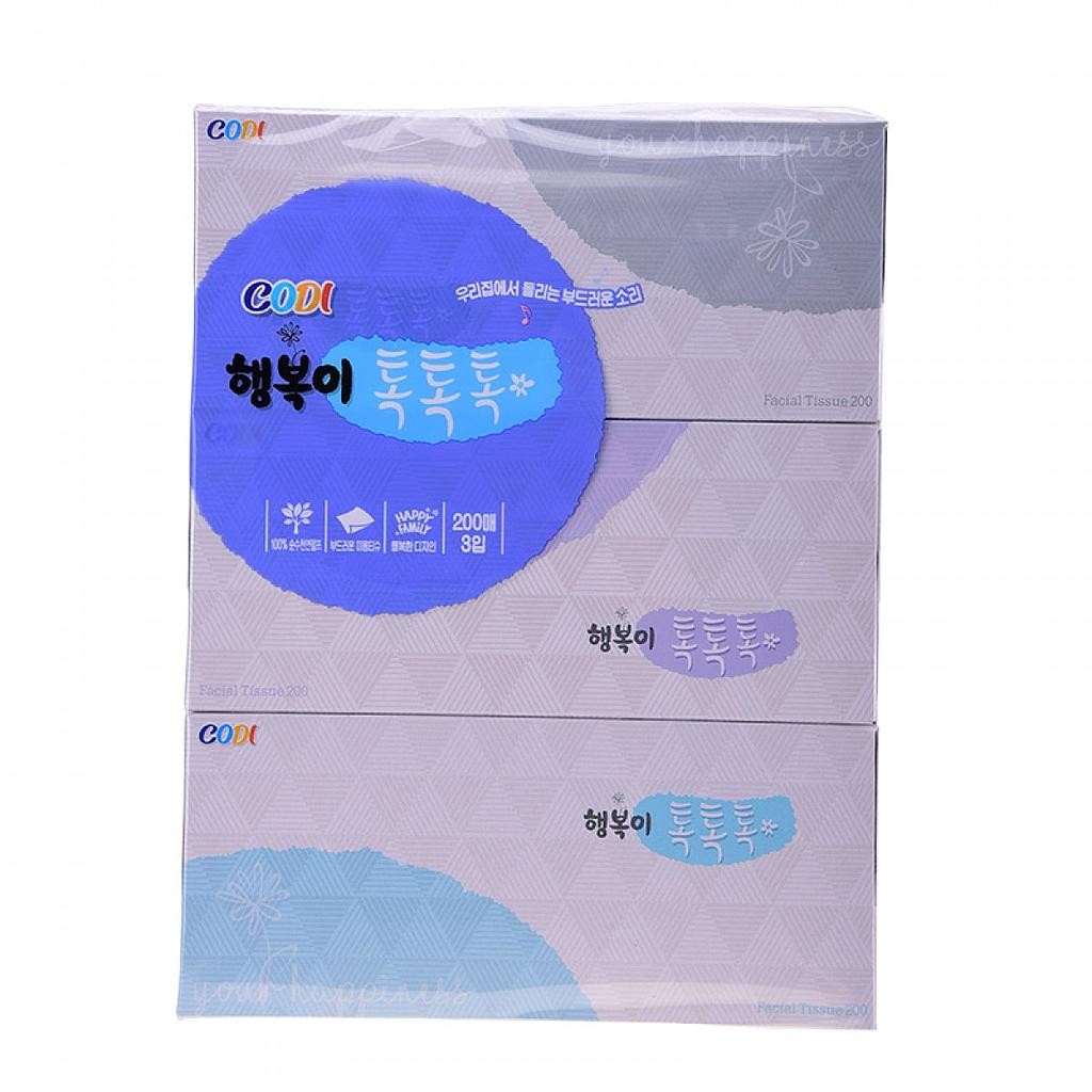 Двухслойные мягкие бумажные салфетки Ssangyong (Счастливая прогулка) 200 шт. х 3 уп