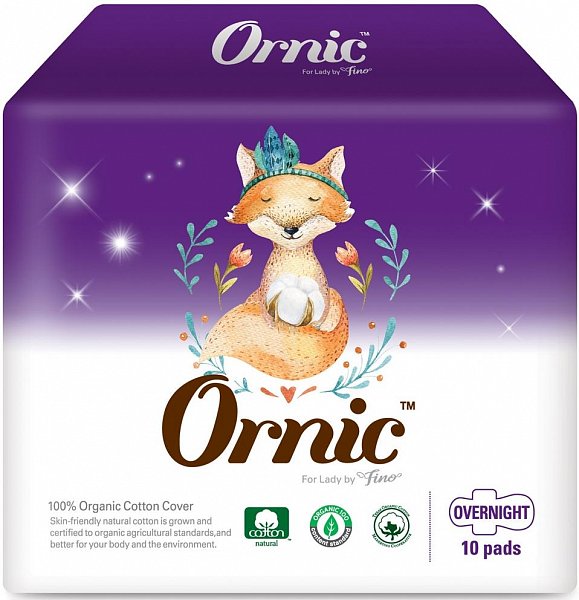 Классические гигиенические прокладки Ssangyoung C&amp;B OrnicFino Overnight (с крылышками (Макси) 34 см, 10 шт.)