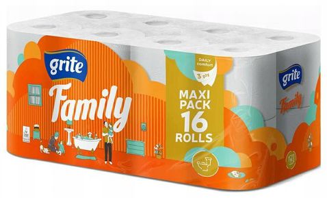 Туалетная бумага GRITE FAMILY DECO трехслойная неокрашенная 16 рул.
