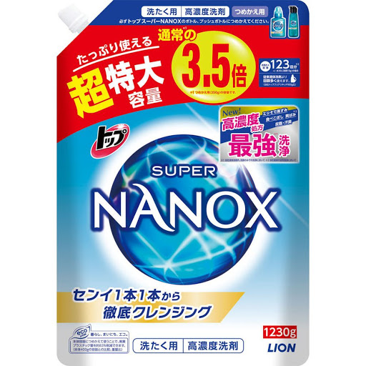 Гель для стирки LION "TOP Super NANOX" (концентрат) мягкая упаковка с крышкой, 1230 гр
