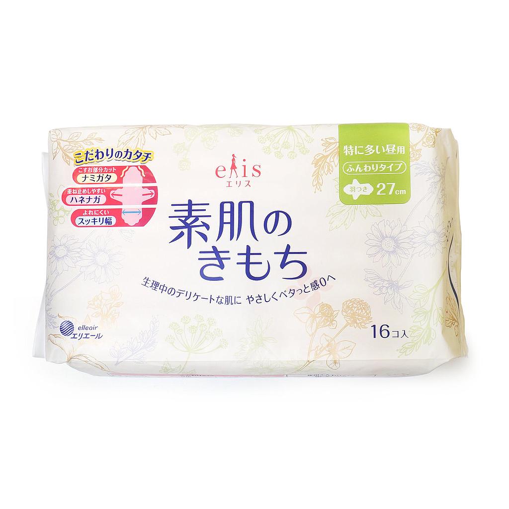 Тонкие особомягкие гигиенические прокладки DAIO «Elis Slim Maxi» с усиленным впитывающим слоем с крылышками (Макси) 27 см, 16 шт.