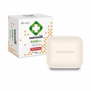 Увлажняющее туалетное мыло MUKUNGHWA "Sanitason" с антибактериальным эффектом и растительными экстрактами (аромат имбиря и лайма), 100 г
