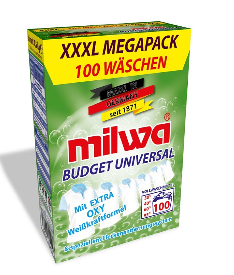Порошок для стирки белого белья Milwa Budget OXY 7,5 кг