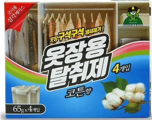 Средство против запаха Sandokkaebi (для полки одежного шкафа, аромат хлопка) 65 г х 4 шт