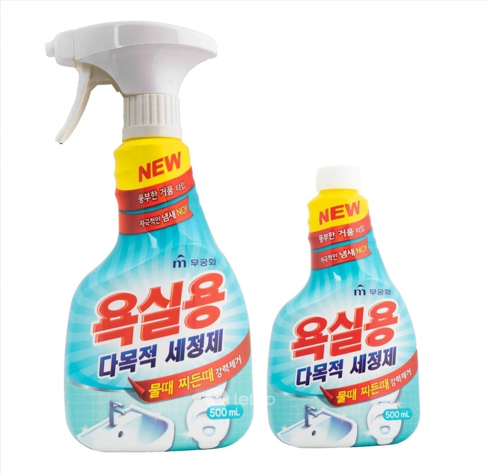 Многофункциональный чистящий спрей MUKUNGHWA для ванных комнат 500 мл х 2 шт. (флакон с распылителем + сменный флакон)