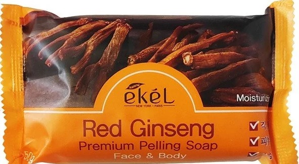 Отшелушивающее косметическое мыло EKEL с экстрактом красного женьшеня для всех типов кожи, 150 г