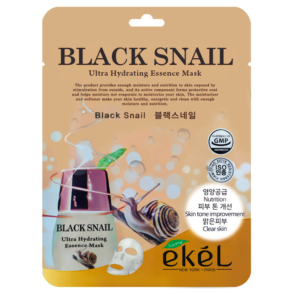 Премиальная антивозрастная тканевая маска EKEL с муцином улитки для всех типов кожи, 25 г