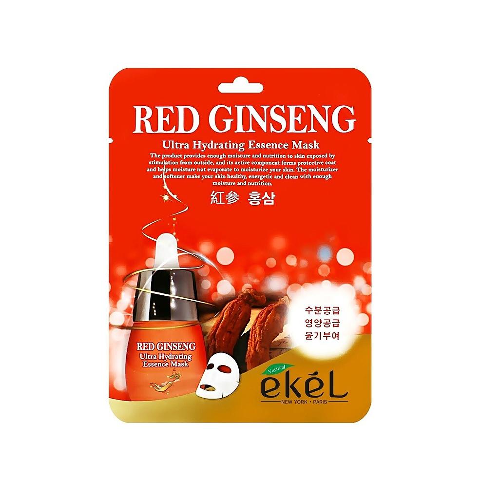 Премиальная антивозрастная тканевая маска EKEL с экстрактом красного женьшеня для всех типов кожи, 25 г