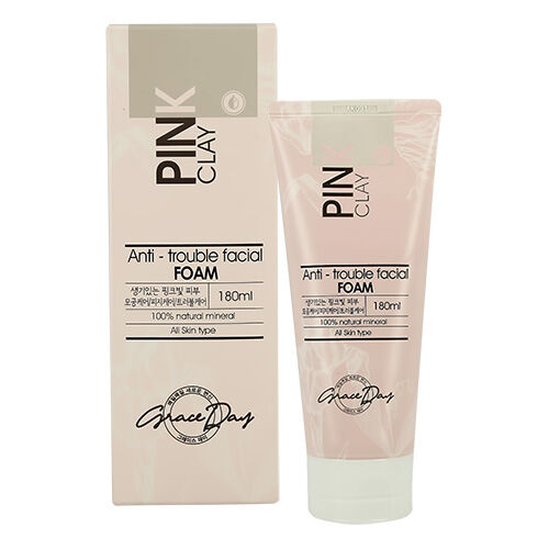 Пенка для умывания GRACE DAY с розовой глиной и натуральными минералами, для всех типов кожи, особенно проблемной, 180 мл