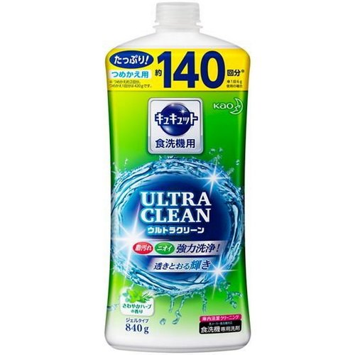 Гель для посудомоечных машин KAO Cu Cut с ароматом трав, сменная бутылка с крышкой 840 гр