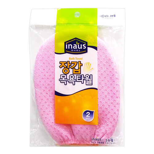 Мочалка-варежка для тела CW из вискозы c подкладом на резинке Inaus (жесткая, массажная), размер (12 х 17 см)*1 шт.