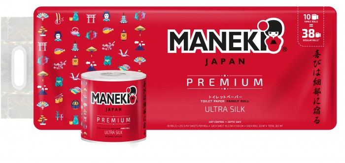 Бумага туалетная Maneki RED (красная) 3 слоя, 214 л., 30 м, гладкая, без аромата, 10 р.