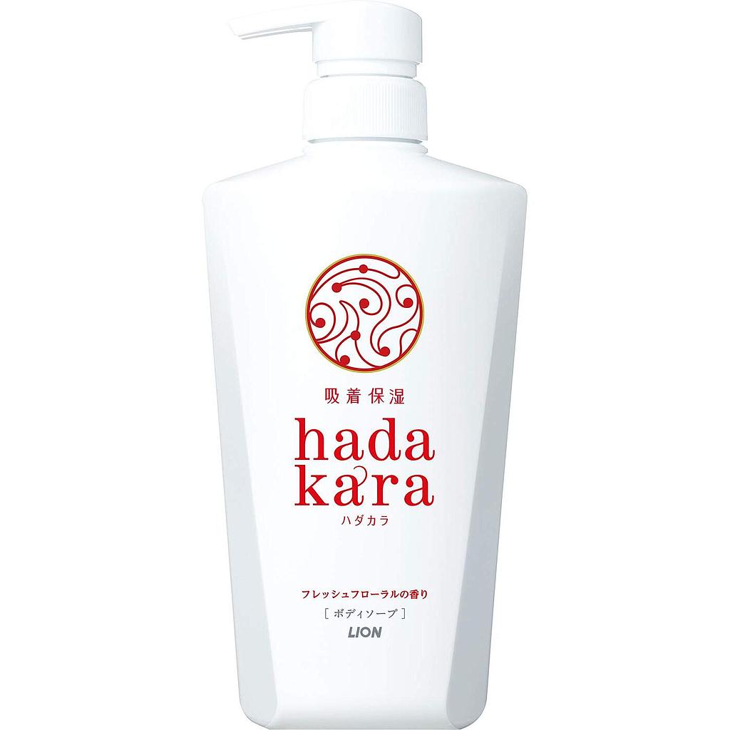 Бархатное увлажняющее мыло-пенка для тела LION с ароматом букета цветов Hadakara, 550 мл (дозатор)