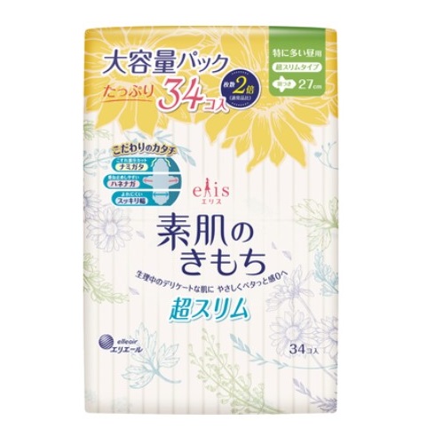 Ультратонкие особомягкие гигиенические прокладки DAIO «Elis Ultra Slim Maxi» (c крылышками (Макси) 27 см, 34 шт.