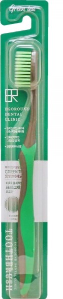 Зубная щетка KM "EGOROUND" c тонкими щетинками и современной ручкой (с экстрактом зелёного чая / мягкая)