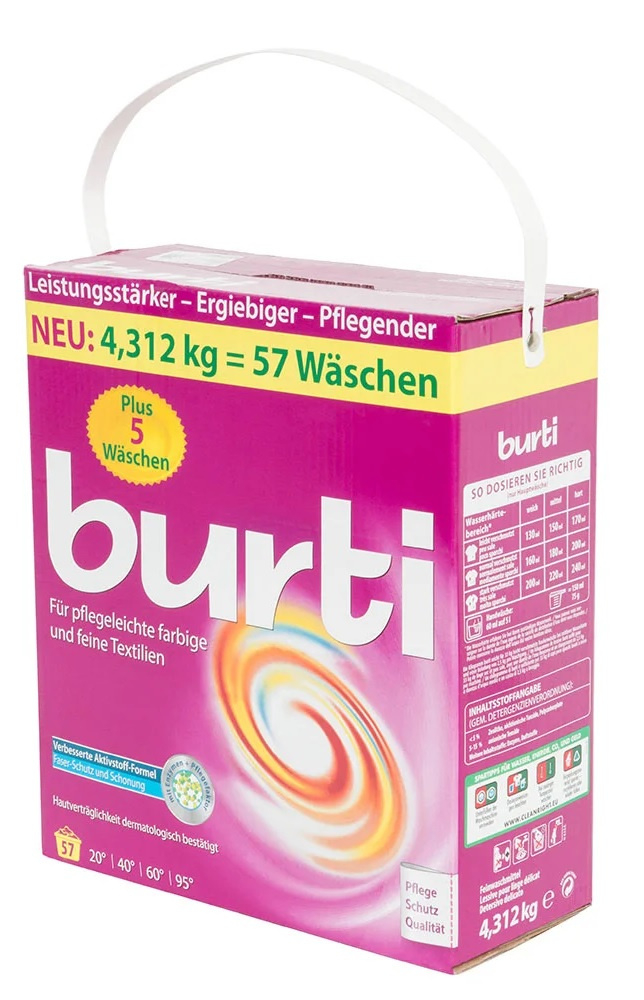 Стиральный порошок BURTI для стирки цветного и тонкого белья, 4,312 кг