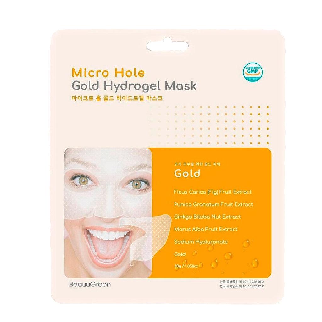 Гидрогелевая маска для лица BEAUUGREEN GOLD ENERGY HYDROGEL MASK с коллоидным золотом, 30 гр