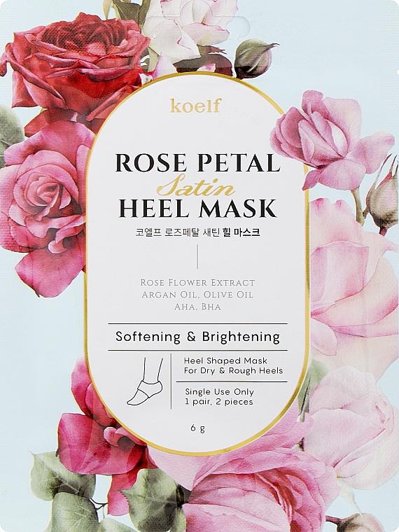 Смягчающая маска для пяток Koelf Rose Petal Satin Heel Mask 6 гр