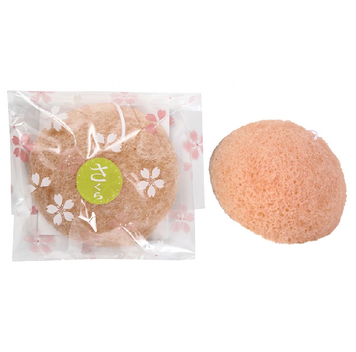Спонж Конняку Yamamoto FARM для умывания лица с экстрактом листьев сакуры, 1 шт
