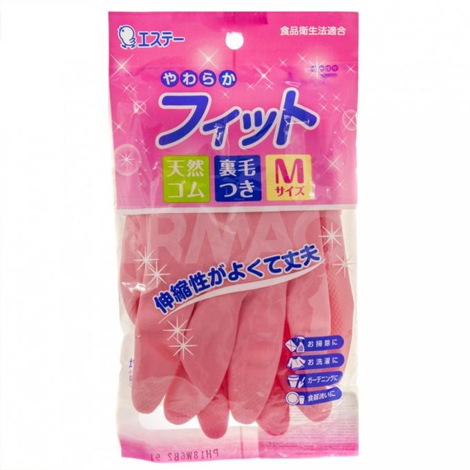 Резиновые перчатки ST (средней толщины, с внутренним покрытием) M (розовые) 1 пара