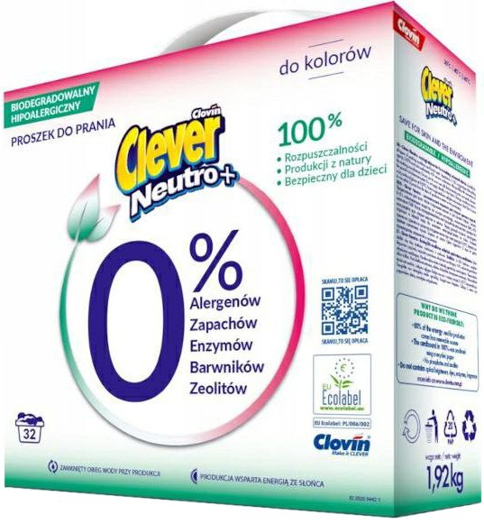 Стиральный порошок Clever Neutro + Color 1,92 кг