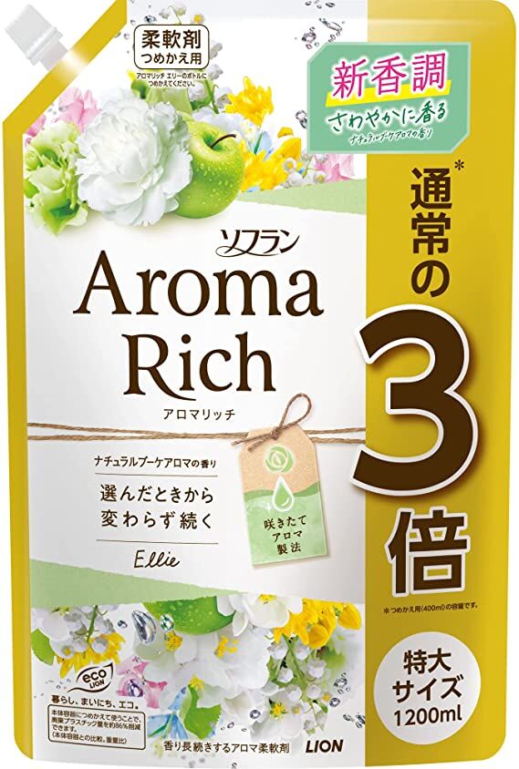 Кондиционер для белья LION Aroma Rich Ellie / Элли с ароматом натуральных масел 1,2 л