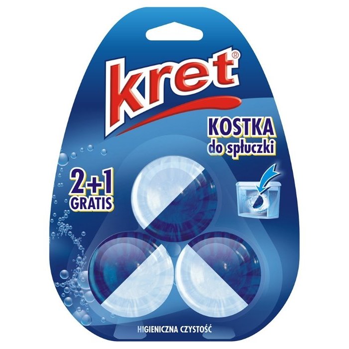 Таблетки для сливного бачка унитаза в подвесных блоках KRET Свежесть океана 3х50 гр