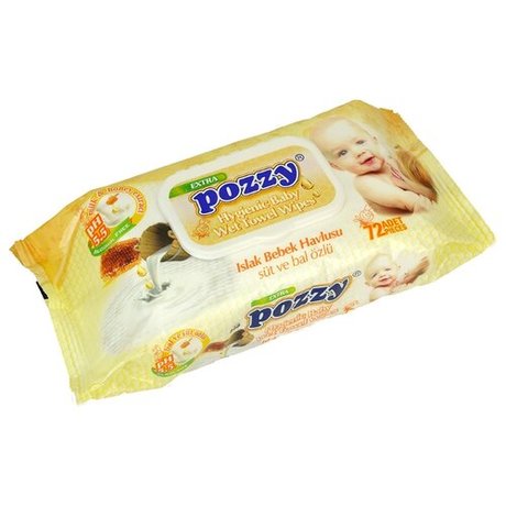 Влажные салфетки Pozzy детские, экстра мягкие с крышкой 72 шт