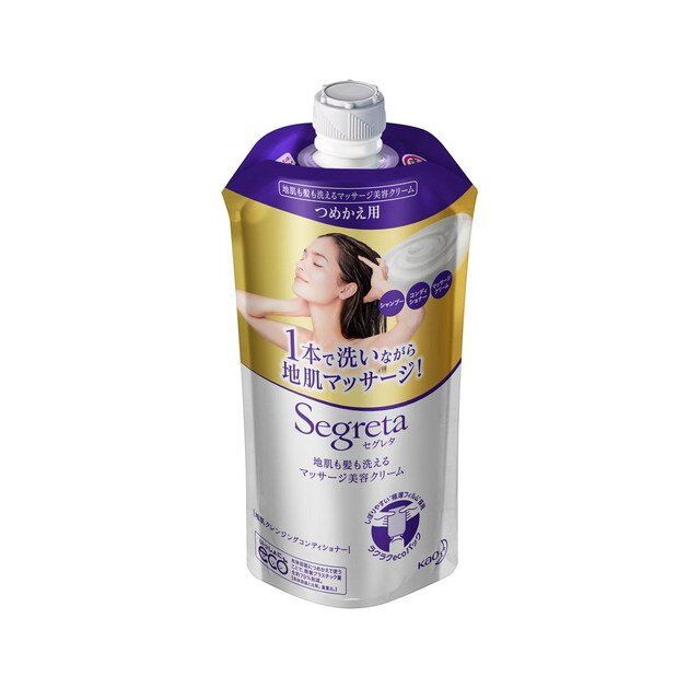 Крем 3 в 1 KAO Segreta для мытья, смягчения волос и массажа головы Ковошинг, запасной блок с крышкой 285 мл